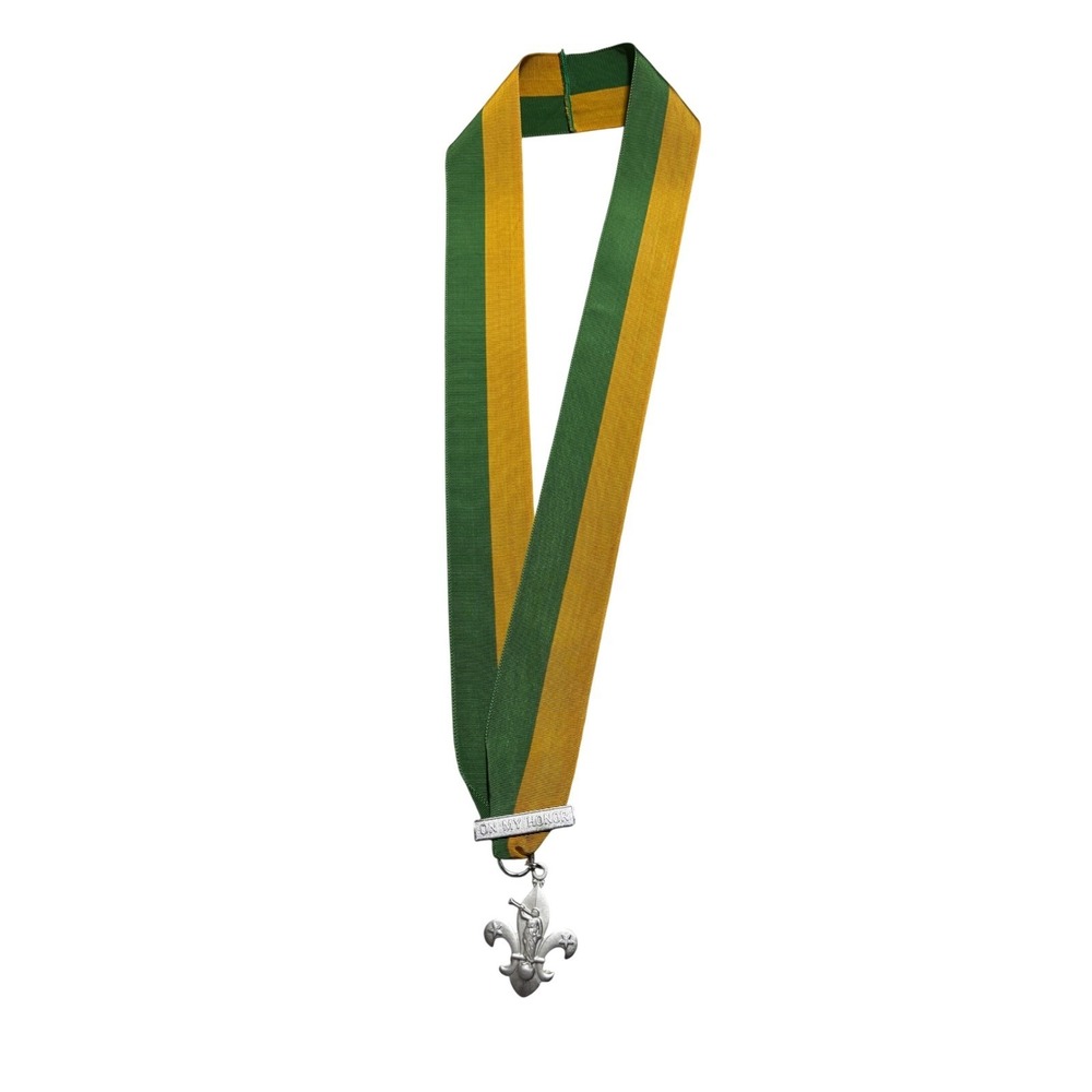Vintage Boy Scouts of America BSA On My Honor Neck Medal Green Gold Ribbon Award
